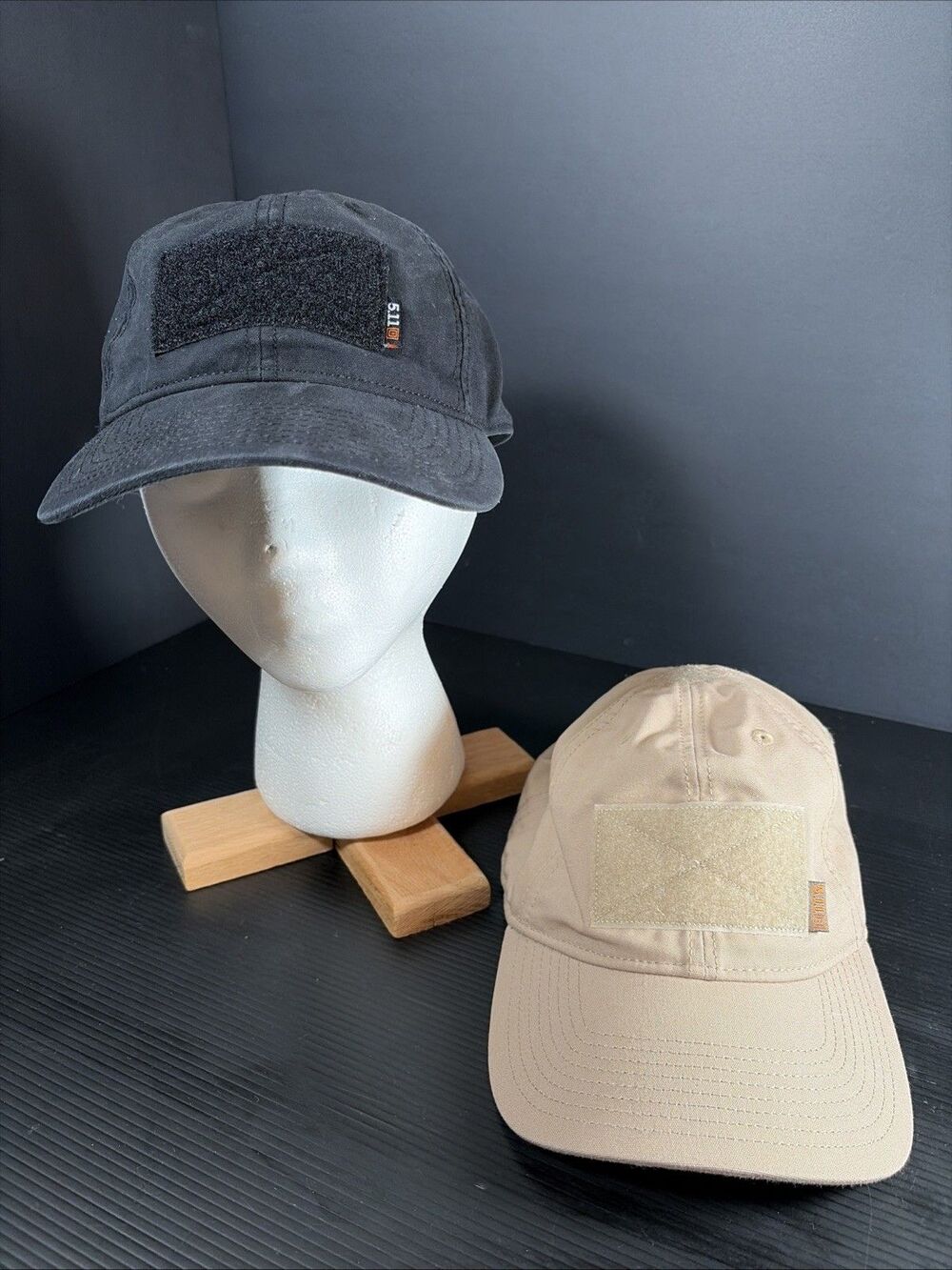 Lot Of 2 - 5.11 Tactical Flag Bearer Cap Adjustable Patch Hat Black And Tan